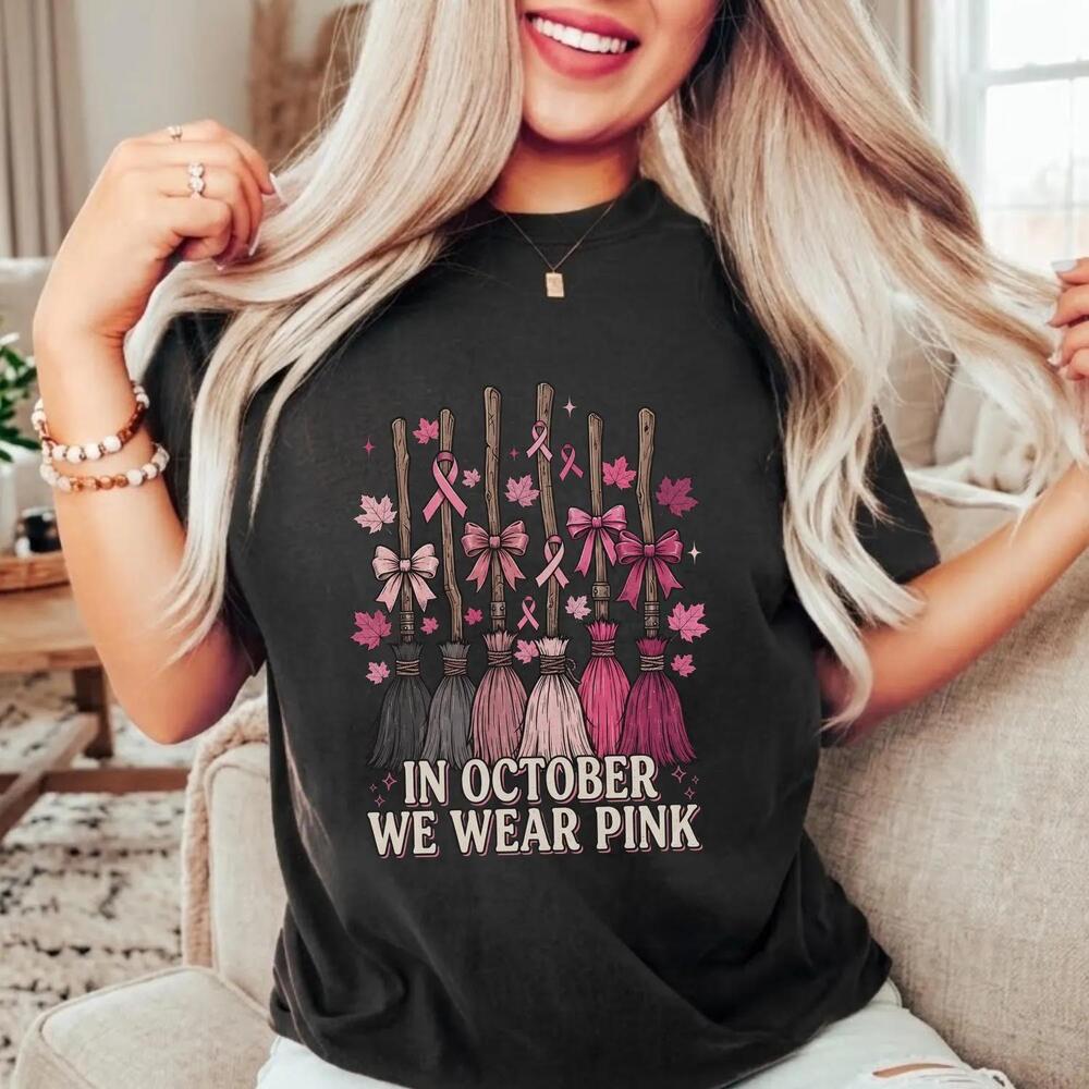 In October We Wear Witch Broom Shirt, Halloween Awareness